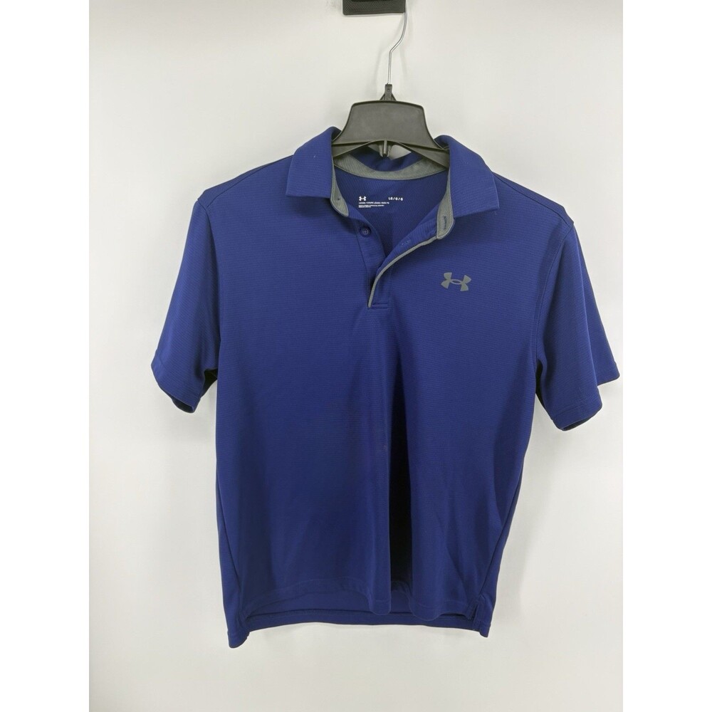 Under Armour Men's Large Tech Polo Shirt Royal Blue Short Sleeve Loose Fit Golf